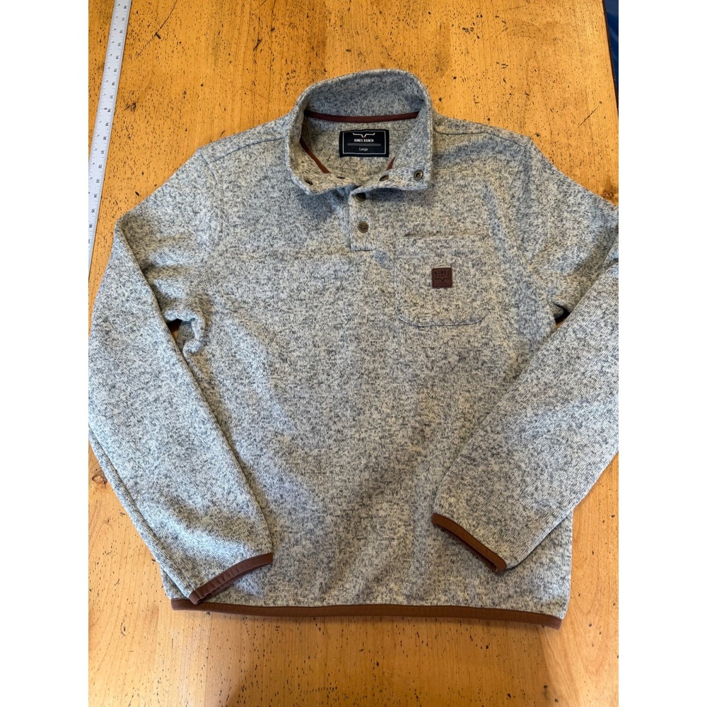 Kimes Ranch Sweater Fleece Large Mens Gray Mock Neck Snap Pullover
